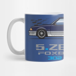 blue and silver Mug